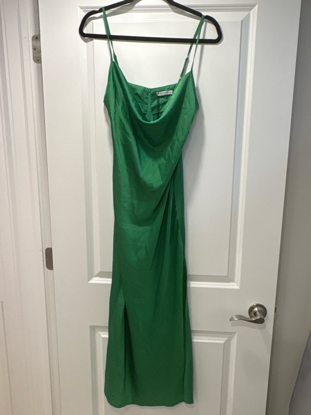 stradivarius Emerald Green Satin Cowl Midi Dress
